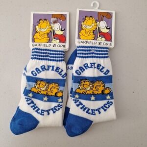 NEW‎ Vintage GARFIELD the Cat Women's Crew Socks Size 9-11 Set Of 2